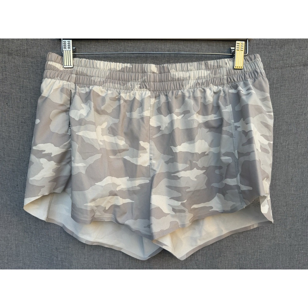 Athleta Brown & Gray‎ Camo Print Medium Hustle 3" Athletic Shorts
